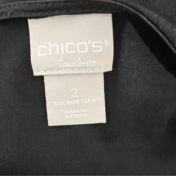 Chico's Travelers Womens Asymmetric Tunic 12 L Black Slinky Travel Minimalist - Picture 5 of 7